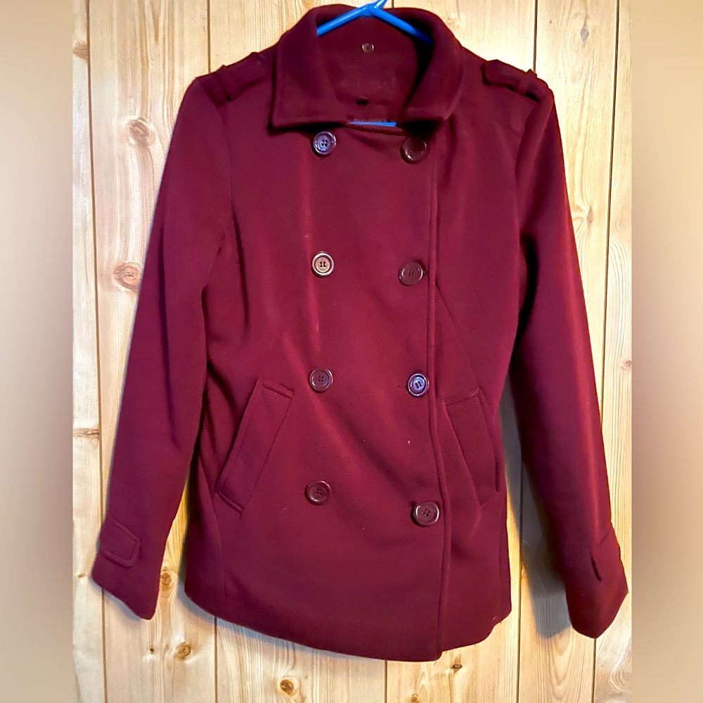 Dollhouse pea coat , large , Maroon
